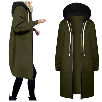 Casual Women Long Jacket - Fashionqueene.com-hooded jacket