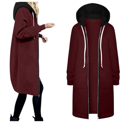 Casual Women Long Jacket - Fashionqueene.com-hooded jacket