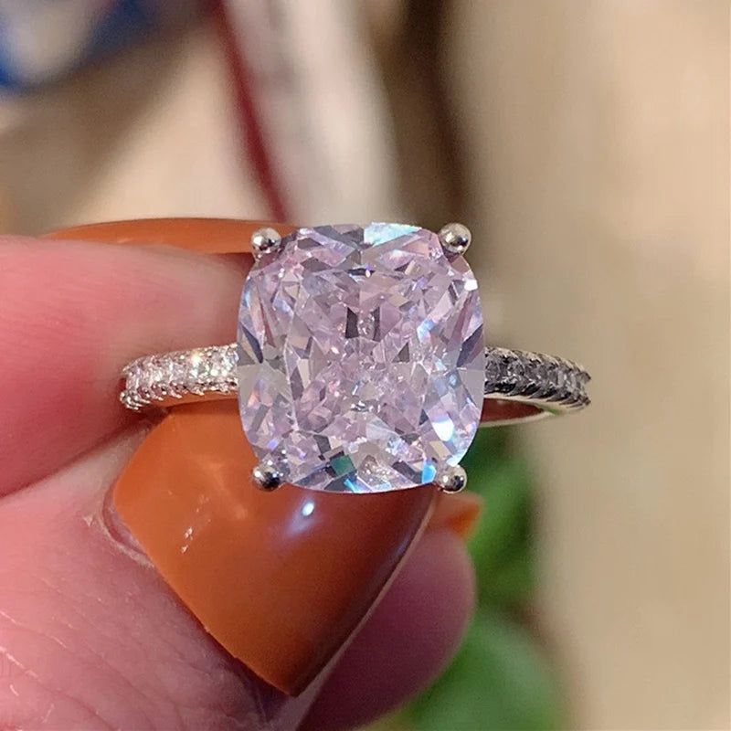 Charming Square CZ Stone Ring Women Fashion Classic Crystal Zircon Ring Bridal Trendy Engagement Jewelry Valentines Day Gift - Fashionqueene.com