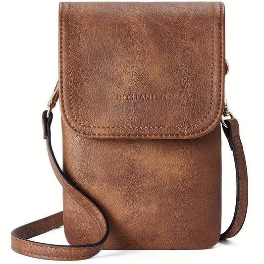 Chic Faux Leather Crossbody Bag - Sleek Smartphone Purse with Card Slots - Fashionqueene.com-smartphone purse