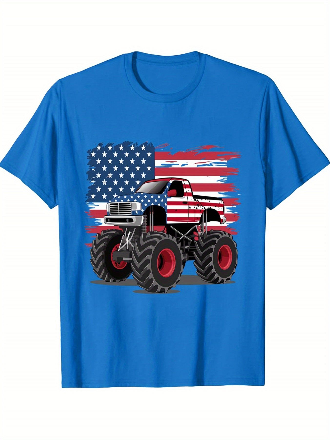 Cool Truck 4th Of July Independence Day Print Boys T-Shirt - Vibrant Short Sleeve - Fashionqueene.com-t-shirt