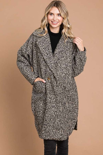 Culture Code Full Size Lapel Collar Double Breast Teddy Coat - Fashionqueene.com-Culture Code Full Size Lapel Collar Double Breast Teddy Coat