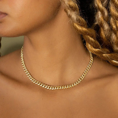 Custom Naked Iced Cuban Chain Necklace 18K Gold Plated Personalized Statement Piece - Fashionqueene.com-cuban necklace