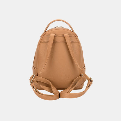 David Jones PU Leather Handle Backpack - Fashionqueene.com-Backpack