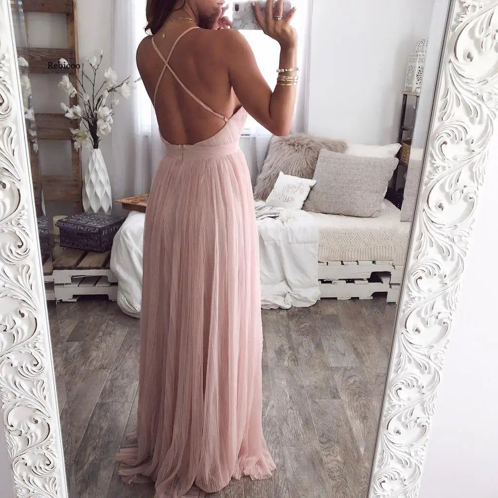 Elegant pink summer lace dress women evening Sexy club party dresses ladies V neck high waist mesh dress robe femme 2020 - Fashionqueene.com-Elegant pink summer lace dress women evening Sexy club party dresses ladies V neck high waist mesh dress robe femme 2020