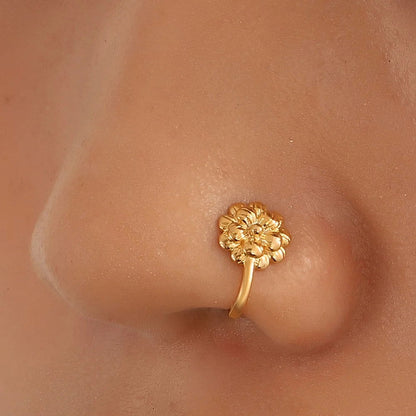 Fake Piercing Nose Ring Non-Pierced U-Shaped Nose Clip Flower Clip On Nose Ear Cuff Earring For Women Girl Septum Body Jewelry - Fashionqueene.com-fake nose rings