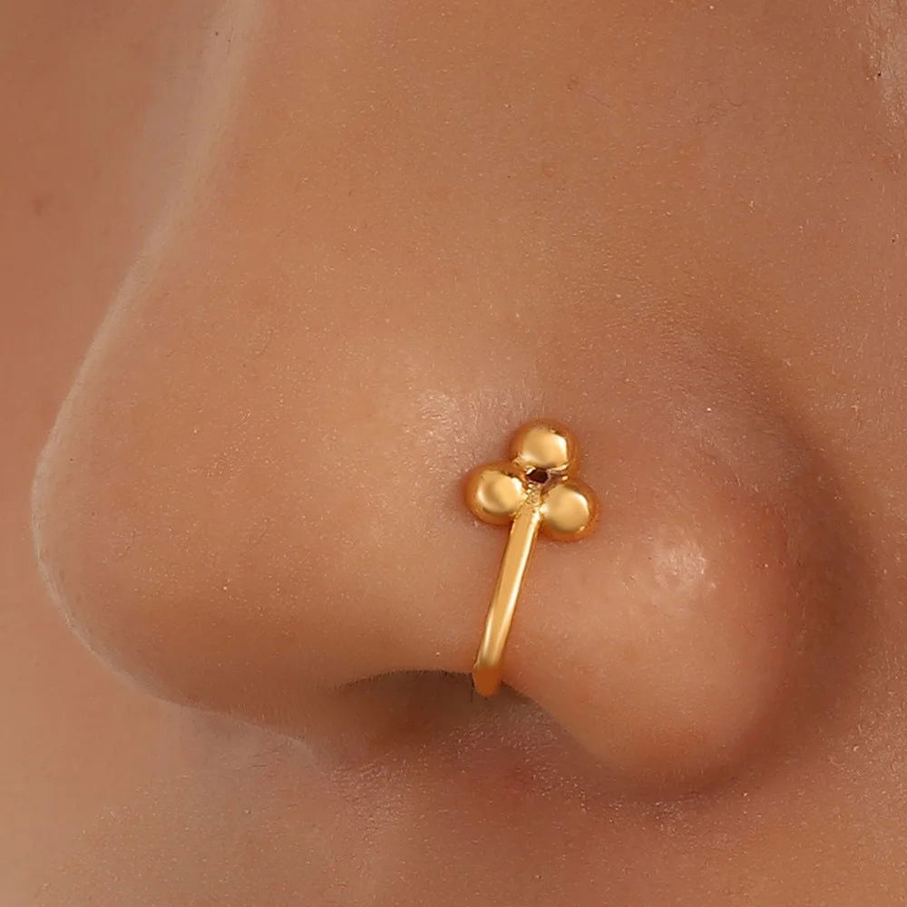 Fake Piercing Nose Ring Non-Pierced U-Shaped Nose Clip Flower Clip On Nose Ear Cuff Earring For Women Girl Septum Body Jewelry - Fashionqueene.com-fake nose rings