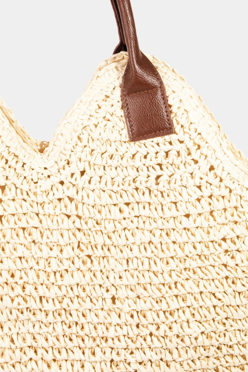 Fame Straw Braided Faux Leather Strap Shoulder Bag - Fashionqueene.com-Fame Straw Braided Faux Leather Strap Shoulder Bag