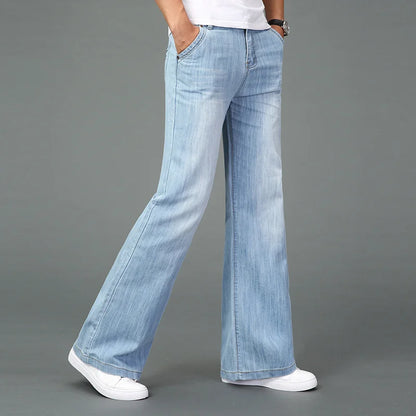 Flared Boot Cut Jeans Loose Classic Blue Denim Pants