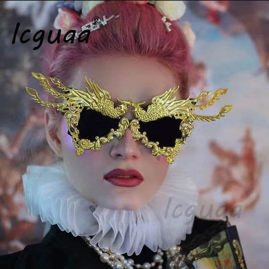 Fashion Luxury Phoenix Sunglasses women New Unique Colorful Gold Punk Sun Glasses Female Eyeglasses - Fashionqueene.com-punk sunglasses