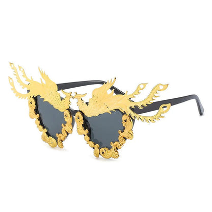 Fashion Luxury Phoenix Sunglasses women New Unique Colorful Gold Punk Sun Glasses Female Eyeglasses - Fashionqueene.com-punk sunglasses