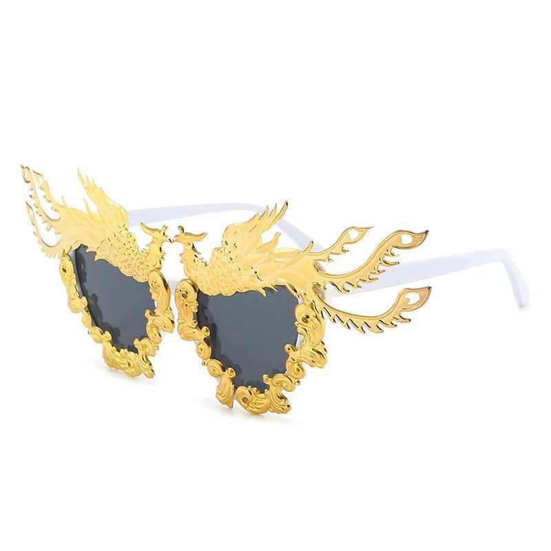 Fashion Luxury Phoenix Sunglasses women New Unique Colorful Gold Punk Sun Glasses Female Eyeglasses - Fashionqueene.com-punk sunglasses