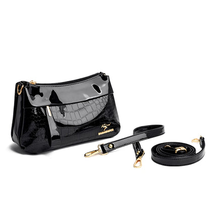 3 Layers Women Handbag Purses Luxury Designer Patent Leather Shoulder Messenger