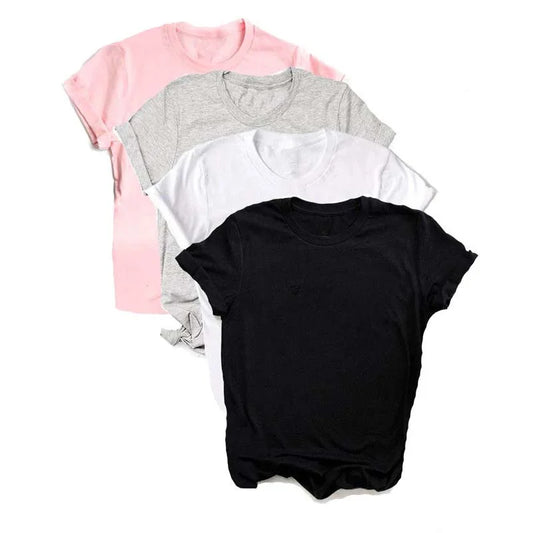 Women T-shirt Short-sleeve Multi Pure Color O-neck