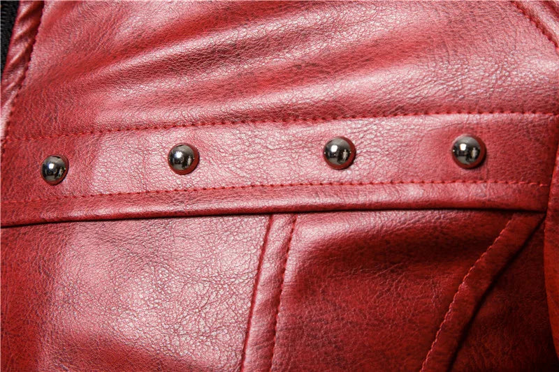 Winter Fleece Motorcycle Leather Jacket Men Turn Down Fur Collar Slim Fit Warm PU Bomber Jacket