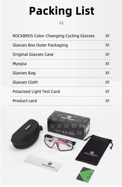Photochromic MTB Road Bike Glasses UV400 Protection Sunglasses Ultra-light Sport Safe Eyewear Equipment