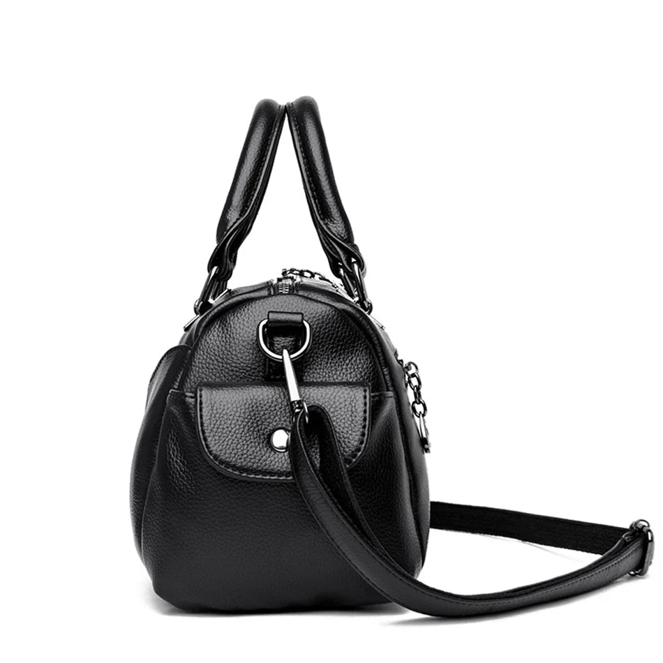 Designer Women Soft Leather Handbags Luxury Female Shoulder Crossbody Bag Brand Messenger Boston Bag