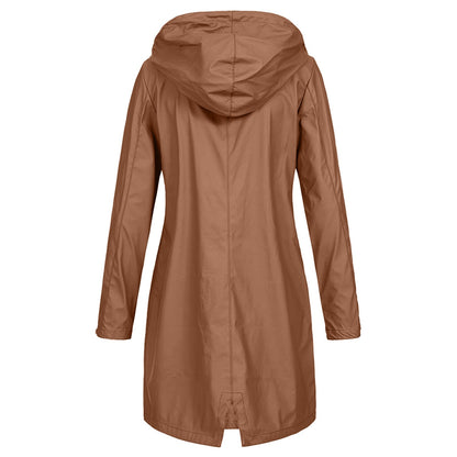Zipper Waterproof Raincoat Jacket Lightweight Rain Jacket Outdoor Packable Waterproof Hooded
