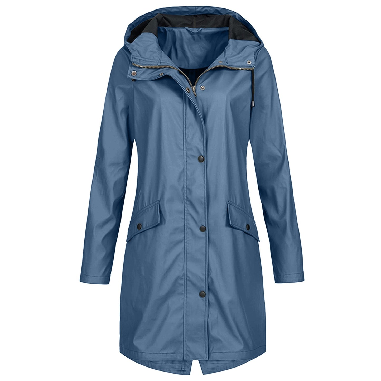 Zipper Waterproof Raincoat Jacket Lightweight Rain Jacket Outdoor Packable Waterproof Hooded