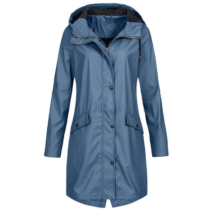 Zipper Waterproof Raincoat Jacket Lightweight Rain Jacket Outdoor Packable Waterproof Hooded