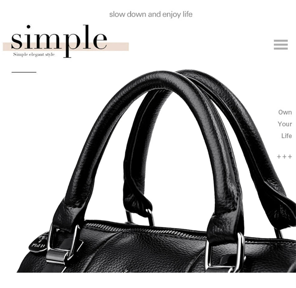 Designer Women Soft Leather Handbags Luxury Female Shoulder Crossbody Bag Brand Messenger Boston Bag