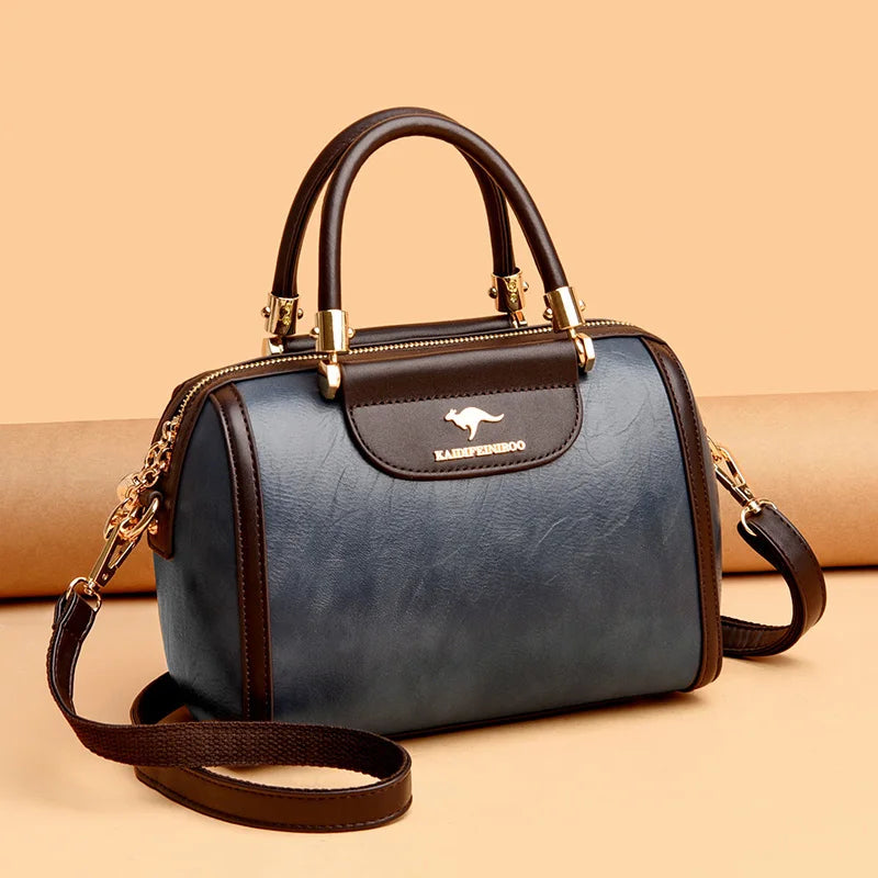 Super High Quality Leather Top Handle Purse Shell Bag Women Casual Crossbody