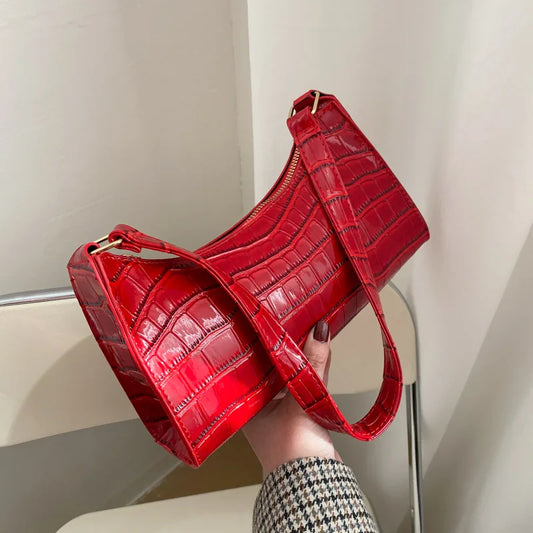 PU Leather Bags Alligator Pattern Armpit Handbag Female Small Underarm Messenger Bag Purse