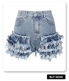 Denim Jacket Female Light Blue Diamond Tassel Coat Single-Breasted Open Back Women Jeans Coat
