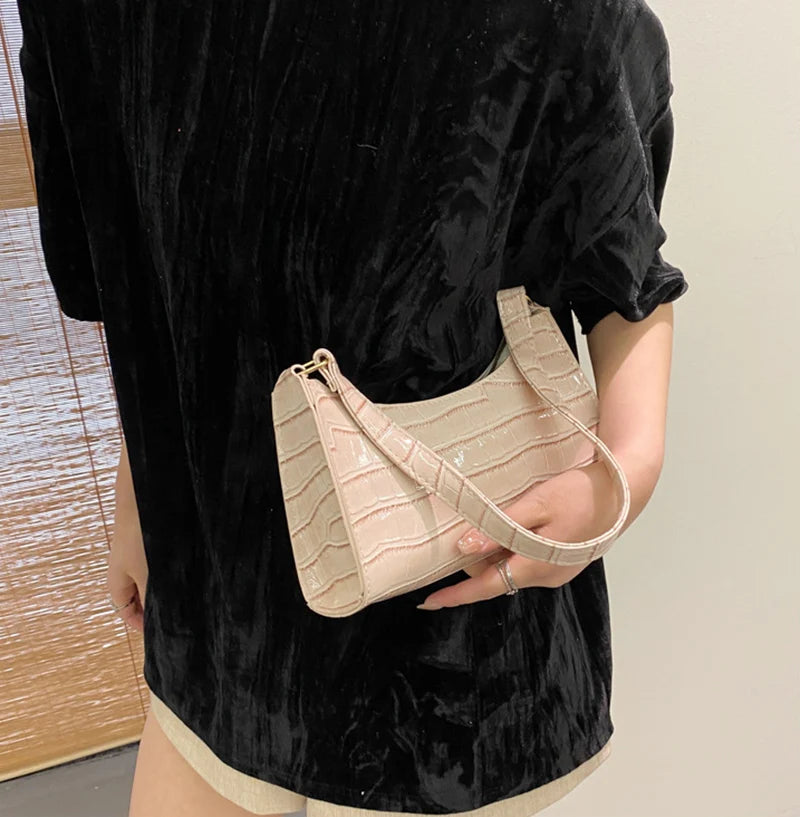 PU Leather Bags Alligator Pattern Armpit Handbag Female Small Underarm Messenger Bag Purse