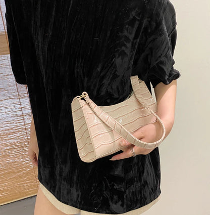 PU Leather Bags Alligator Pattern Armpit Handbag Female Small Underarm Messenger Bag Purse