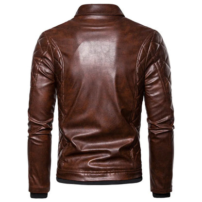 Winter Fleece Motorcycle Leather Jacket Men Turn Down Fur Collar Slim Fit Warm PU Bomber Jacket