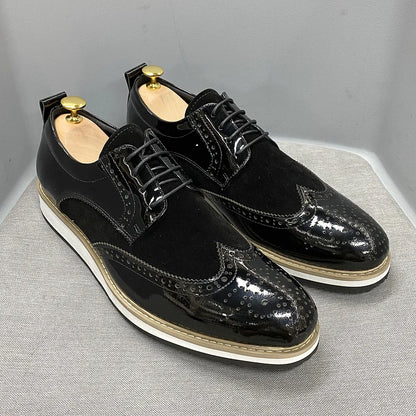 Luxury Brand Large Size Men's Flat Sneakers 6 to 13 Patent Leather Lace-up Black White Casual Shoes for Men