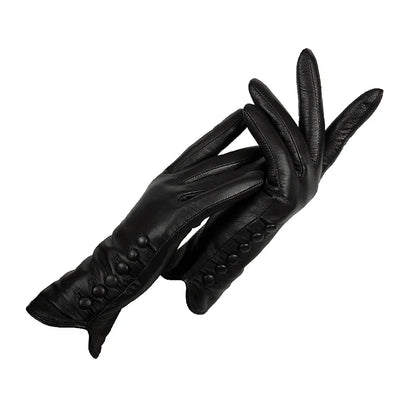 Gloves Genuine Leather High quality goat skin Warm 6 buckle gloves woman