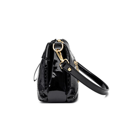 3 Layers Women Handbag Purses Luxury Designer Patent Leather Shoulder Messenger
