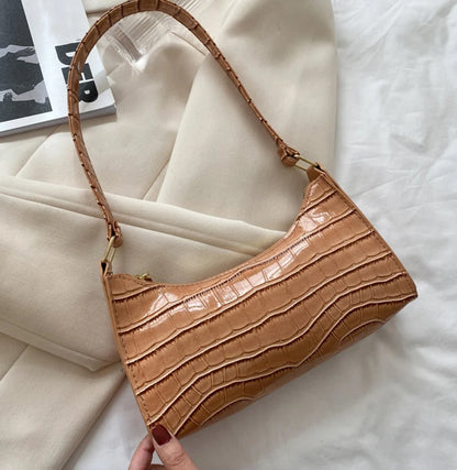 PU Leather Bags Alligator Pattern Armpit Handbag Female Small Underarm Messenger Bag Purse