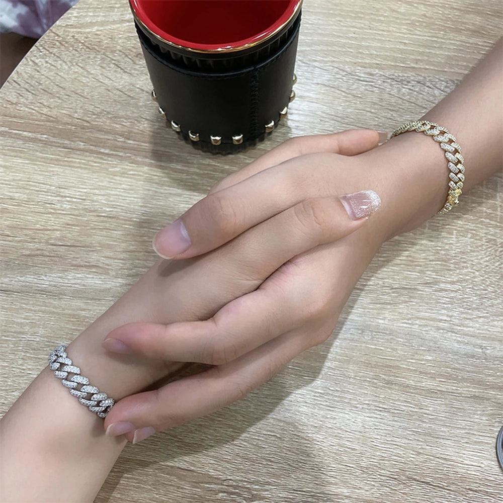 WUIHA Hip Hop Rock Solid 925 Sterling Silver Created Moissanite Diamonds Cuba Bracelets for Men Women Fine Jewelry Drop shipping