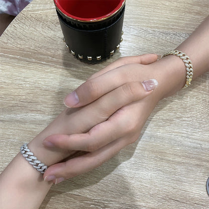 WUIHA Hip Hop Rock Solid 925 Sterling Silver Created Moissanite Diamonds Cuba Bracelets for Men Women Fine Jewelry Drop shipping