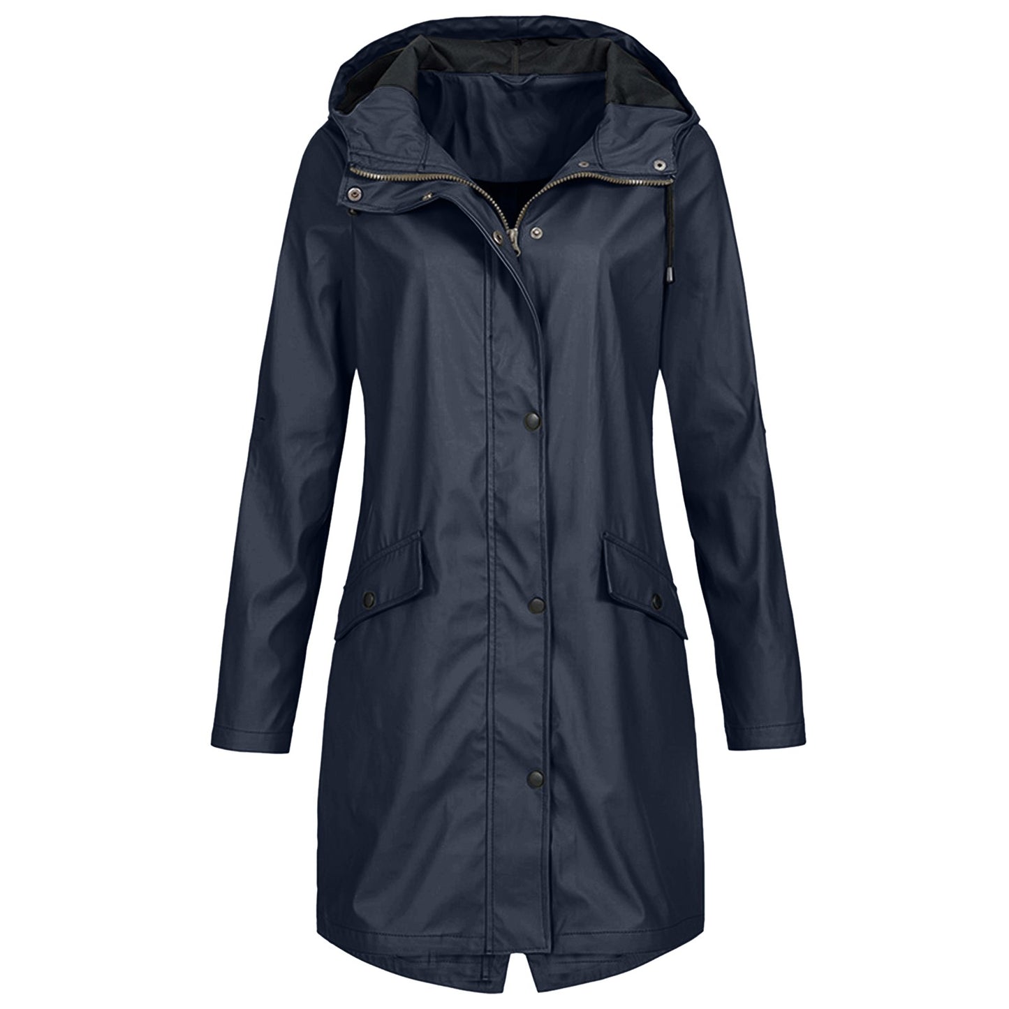Zipper Waterproof Raincoat Jacket Lightweight Rain Jacket Outdoor Packable Waterproof Hooded