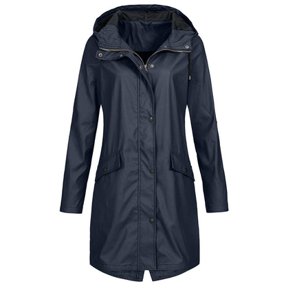 Zipper Waterproof Raincoat Jacket Lightweight Rain Jacket Outdoor Packable Waterproof Hooded