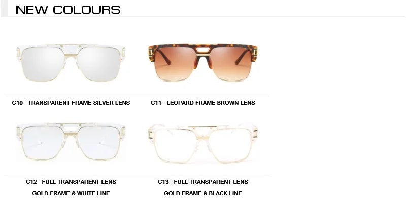 Men Sunglasses Glamour Mirrored Retro Vintage Square Designer Shades Unisex