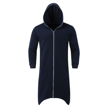 Long Sweatshirt Coat Gothic Streetwear Loose Zipper Jackets Casual Fleece Male Hooded Coat