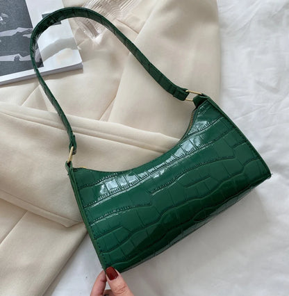 PU Leather Bags Alligator Pattern Armpit Handbag Female Small Underarm Messenger Bag Purse