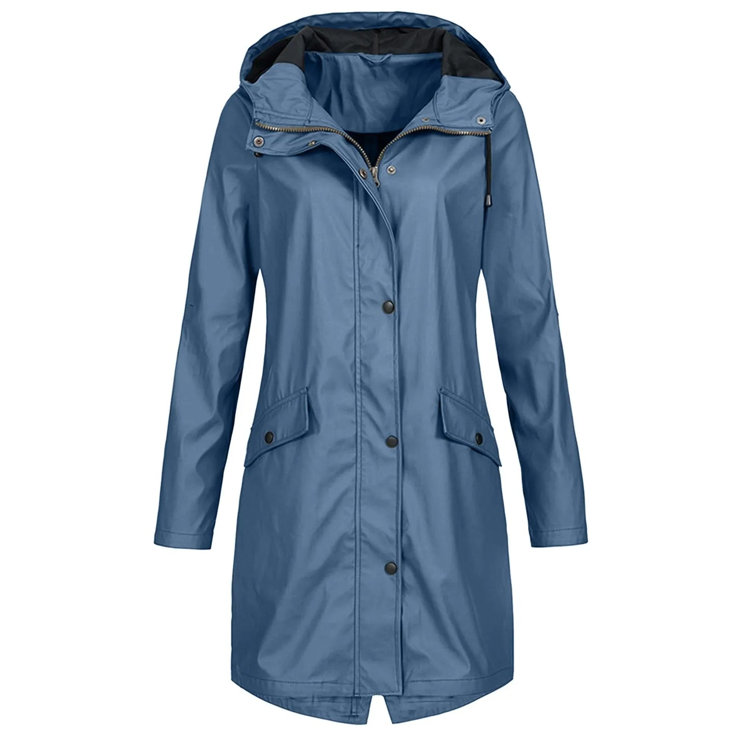 Zipper Waterproof Raincoat Jacket Lightweight Rain Jacket Outdoor Packable Waterproof Hooded