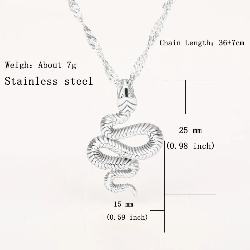 Stainless Steel Snake Necklace Pendant For Women Temperament N01010G / United States SILVER PLATED / United States 