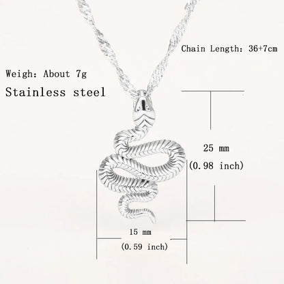 Stainless Steel Snake Necklace Pendant For Women Temperament N01010G / United States SILVER PLATED / United States 