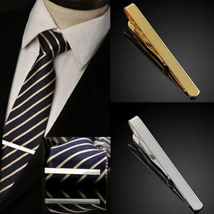 Metal Silver Gold Simple Necktie Tie Bar Clasp Clip Clamp Pin Men Stainless Steel Tie Clasps