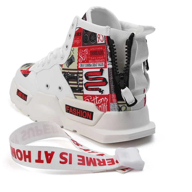 Men Shoes High Quality Sneakers Platform Breathable Lightweight Red Basket