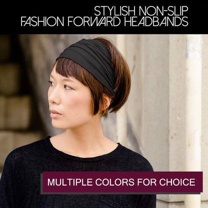 Unisex Headband Solid Color Wide Turban Stretch Sweatband Sports Hairband For Men Women