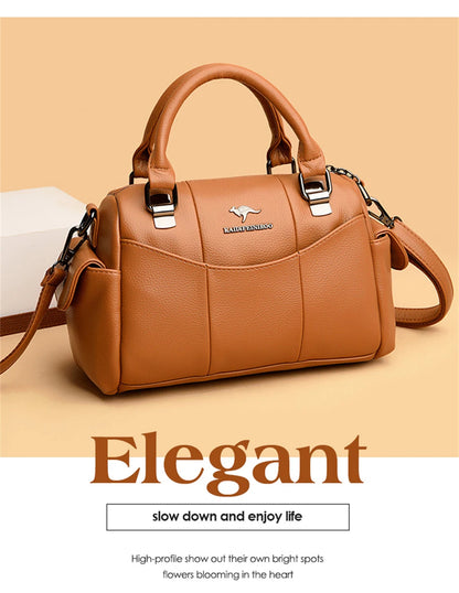 Designer Women Soft Leather Handbags Luxury Female Shoulder Crossbody Bag Brand Messenger Boston Bag