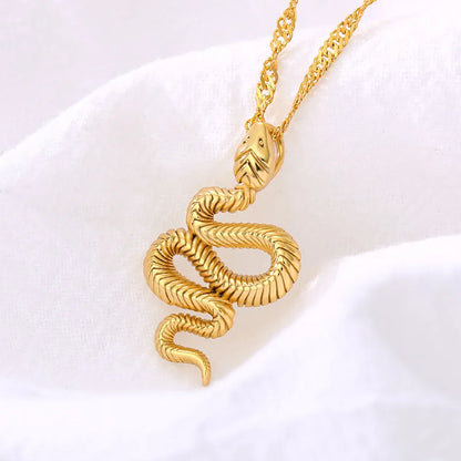 Stainless Steel Snake Necklace Pendant For Women Temperament N01010G / United States SILVER PLATED / United States 